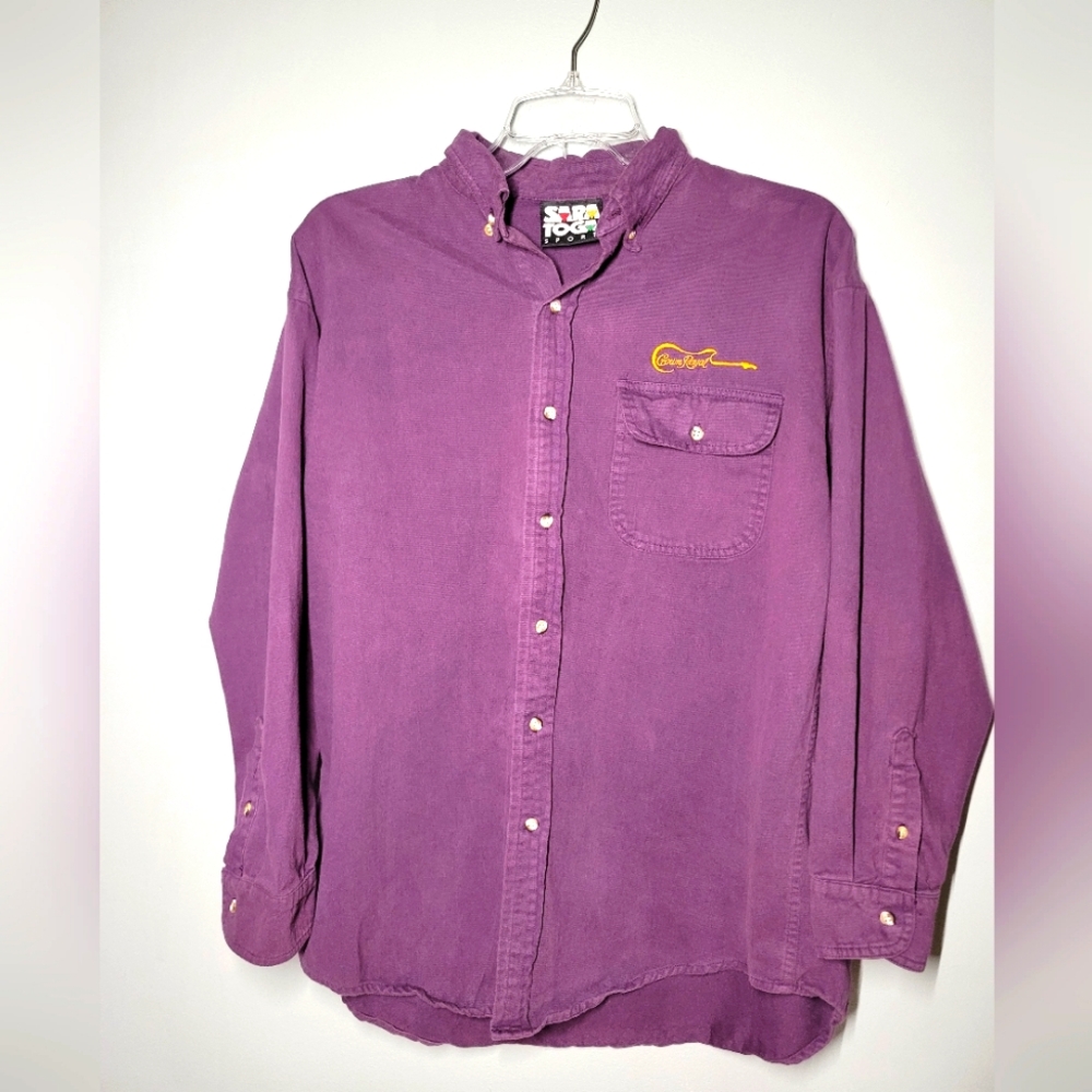 Crown Royal Button Down Long Sleeve Shirt Mens Sara Toga Sport Size Medium